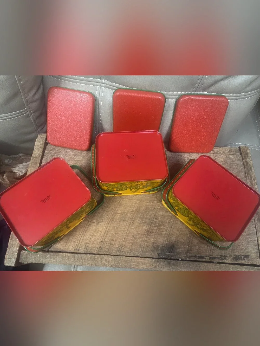 Vintage Potpourri Press Toy Basket Tin Set of 3, 1980s Retro Circus Train B1N